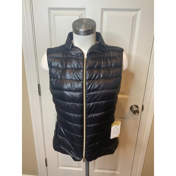 Herno Black Puffer Zip-Up Down Puffer Vest, Size 6 | 42 - Picture 1 of 8